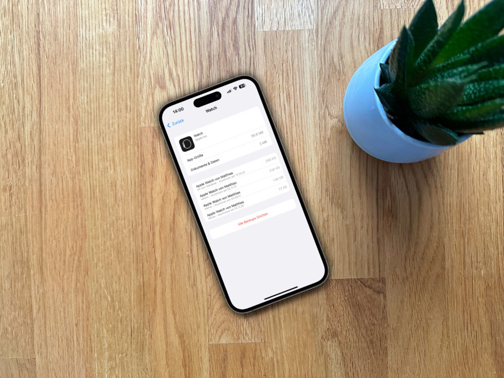 Tipp Apple Watch Backups auf dem iPhone löschen